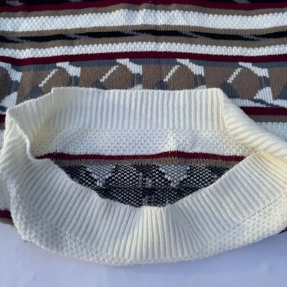 Vintage Atlas Made In USA Geometric Pattern Crewneck Knit Sweater Size Large